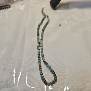 Elegant Beaded Copper And Green Necklace